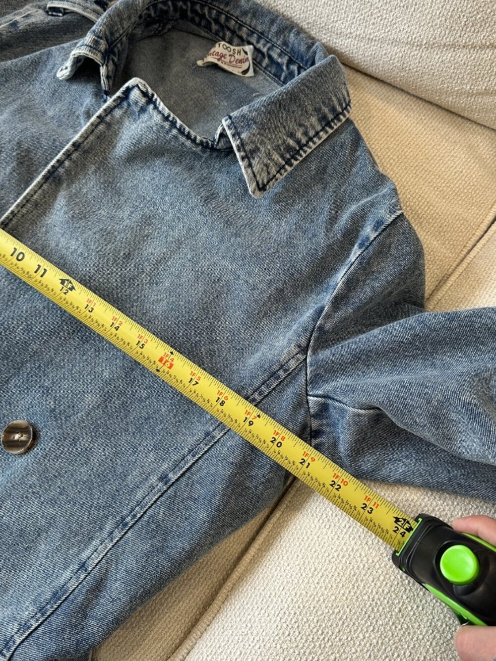 Stoosh Vintage Denim Jean Double Breasted Duster Trench Coat Light Wash Medium - Picture 10 of 10